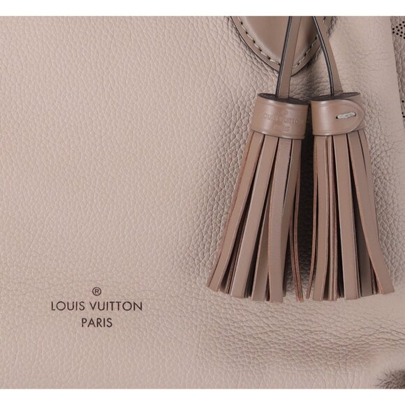 Louis Vuitton Haumea Mahina Satchel Handbag M55031 Galet Grey Leather Tassel - Picture 4 of 17